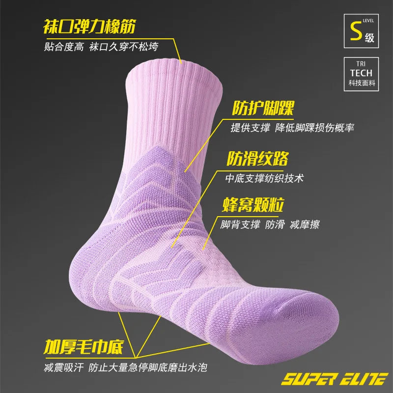 High-Cut Anti-Slip Cotton Sport Socks – Unisex – Stretchy Fit 38-44