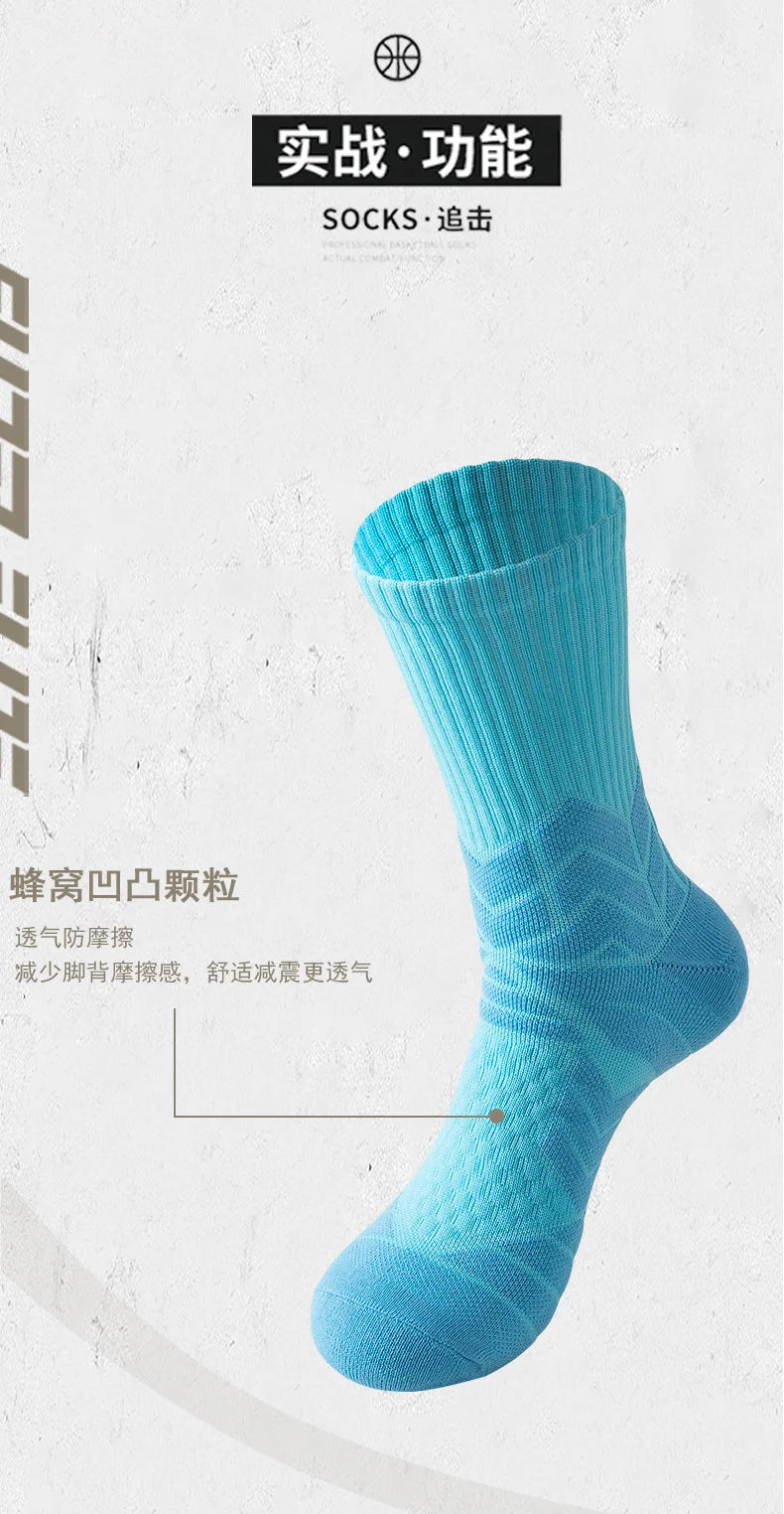 High-Cut Anti-Slip Cotton Sport Socks – Unisex – Stretchy Fit 38-44